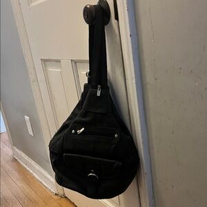 Women’s Black leather like Sling/Backpack